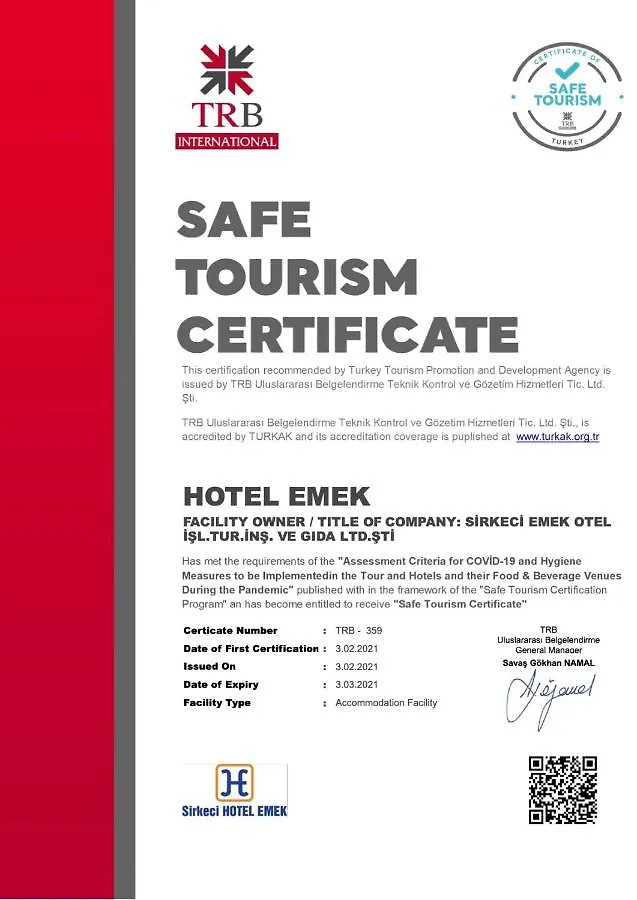 Sirkeci Emek Hotel Provincia di Provincia di Istanbul